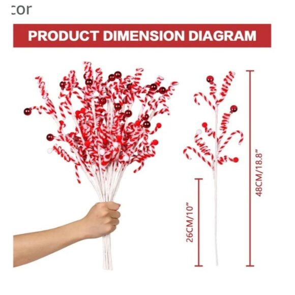 12PCS Christmas Tree Decoration Red/White Christmas Decor Picks NEW - Picture 2 of 6